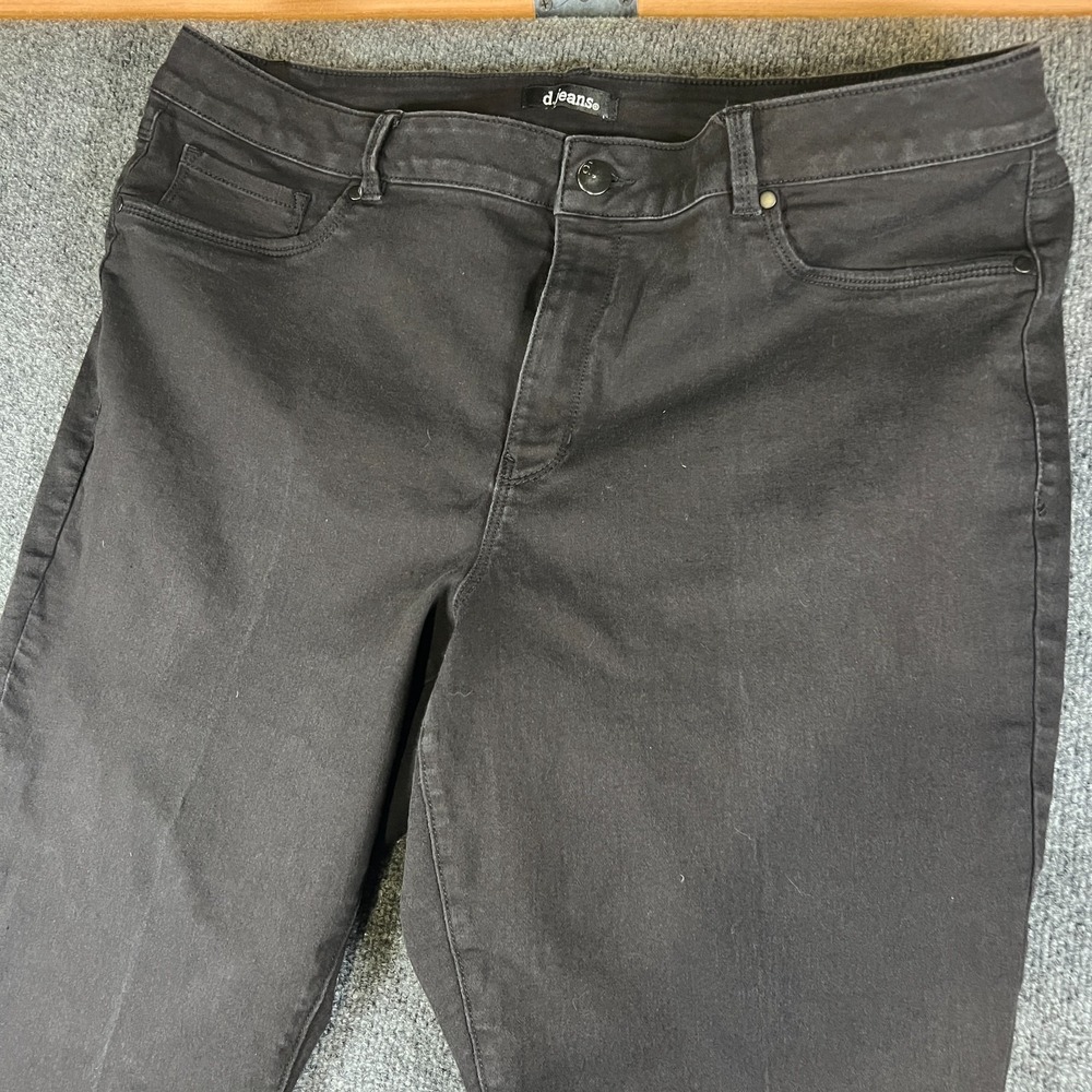D. Jeans Womens 22W 41x27.5 Black‎ Dark Wash Denim Stretch High Rise Tapered Leg